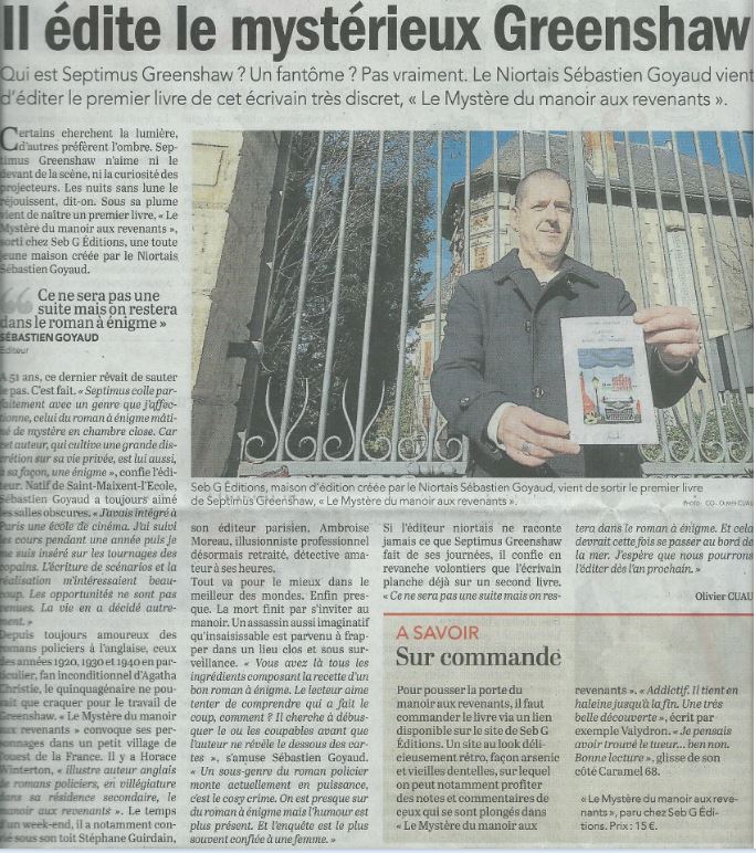 Article Courrier de l'ouest Deux- Sèvres (79) 26/11/2023