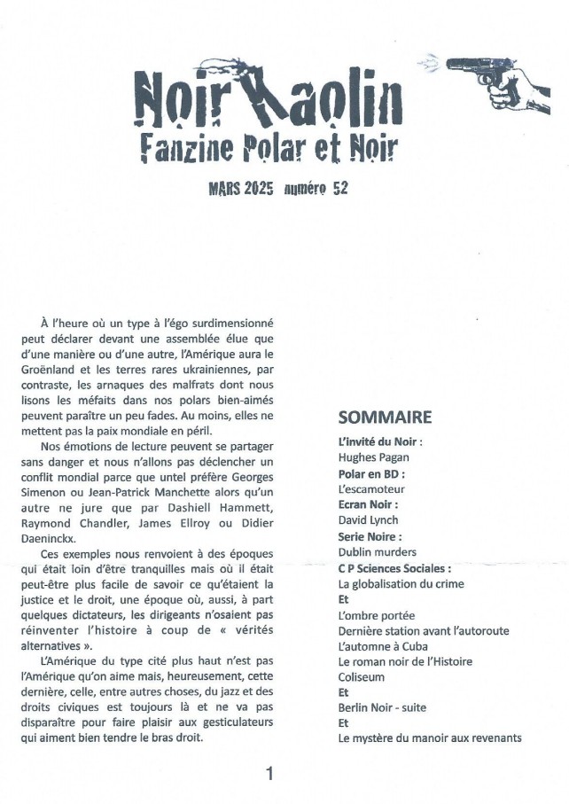 Une Fanzine Noir Kaolin N°52 01/03/2025